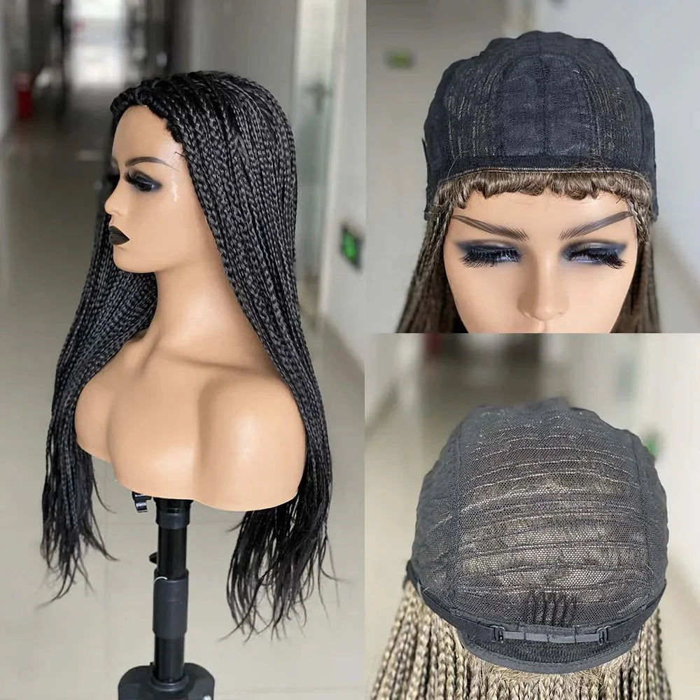 Perruque tressée dégradée de 26 pouces pour femmes noires | Longs cheveux tressés synthétiques pour cosplay | Perruques au crochet résistantes à la chaleur