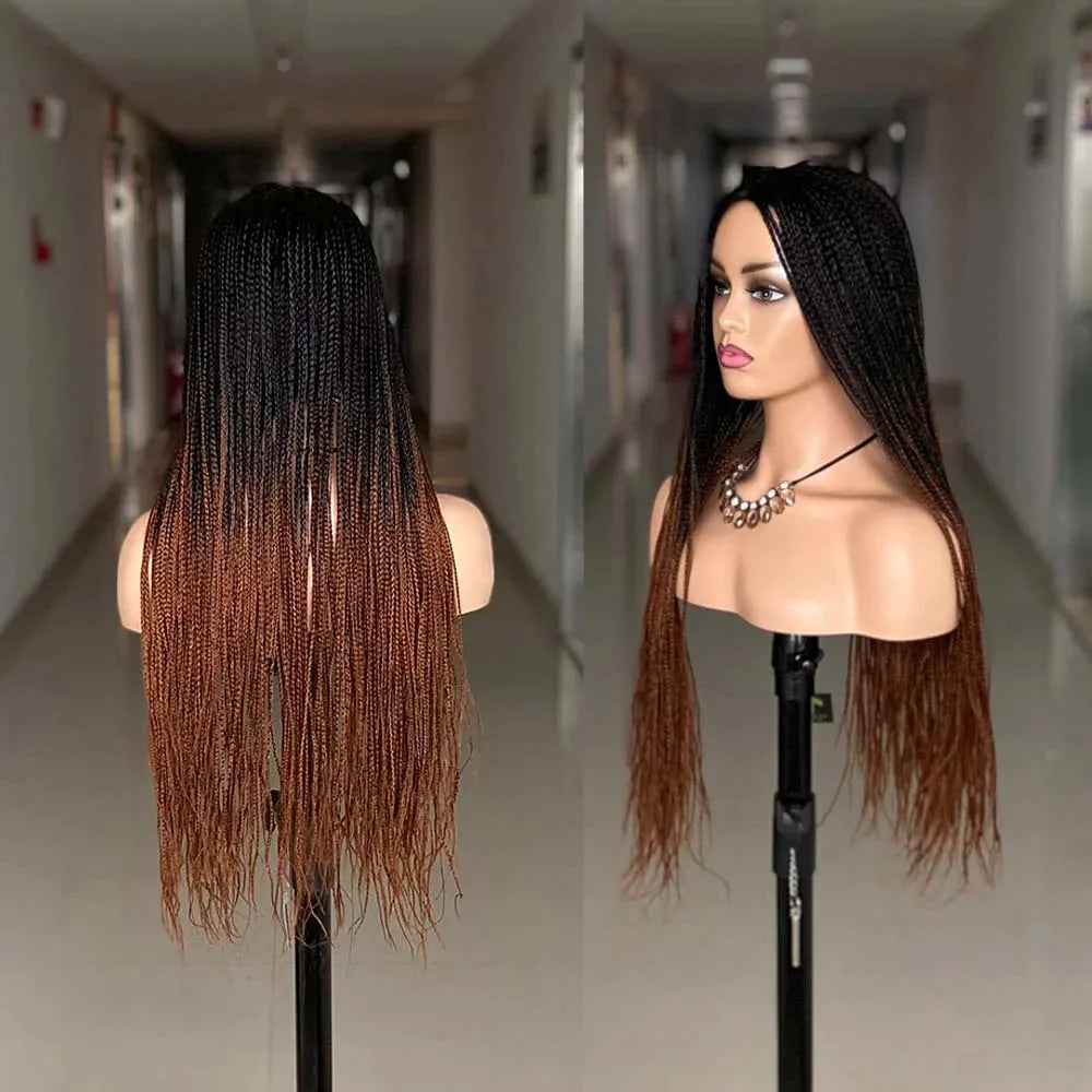 Perruque tressée dégradée de 26 pouces pour femmes noires | Longs cheveux tressés synthétiques pour cosplay | Perruques au crochet résistantes à la chaleur