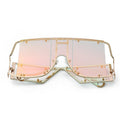 Lunettes de soleil de luxe modernes NOUVELLES à monture carrée surdimensionnée et large pour femmes et dames. Rivets métalliques de marque. Tendance. Lunettes féminines uniques avec protection UV 400.