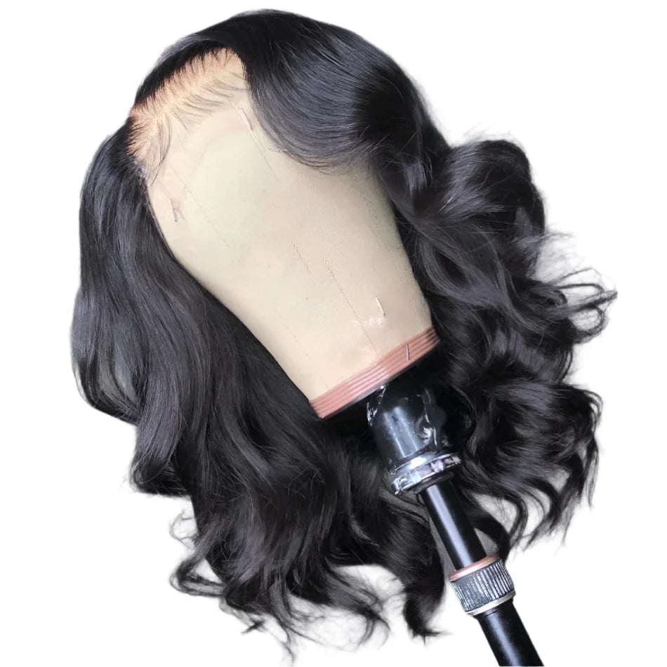 Perruque courte sans colle Body Wave Bob | Perruque Lace Frontale 13x4 Transparente en Cheveux Humains Brésiliens (Pré-épilée, prête à porter)