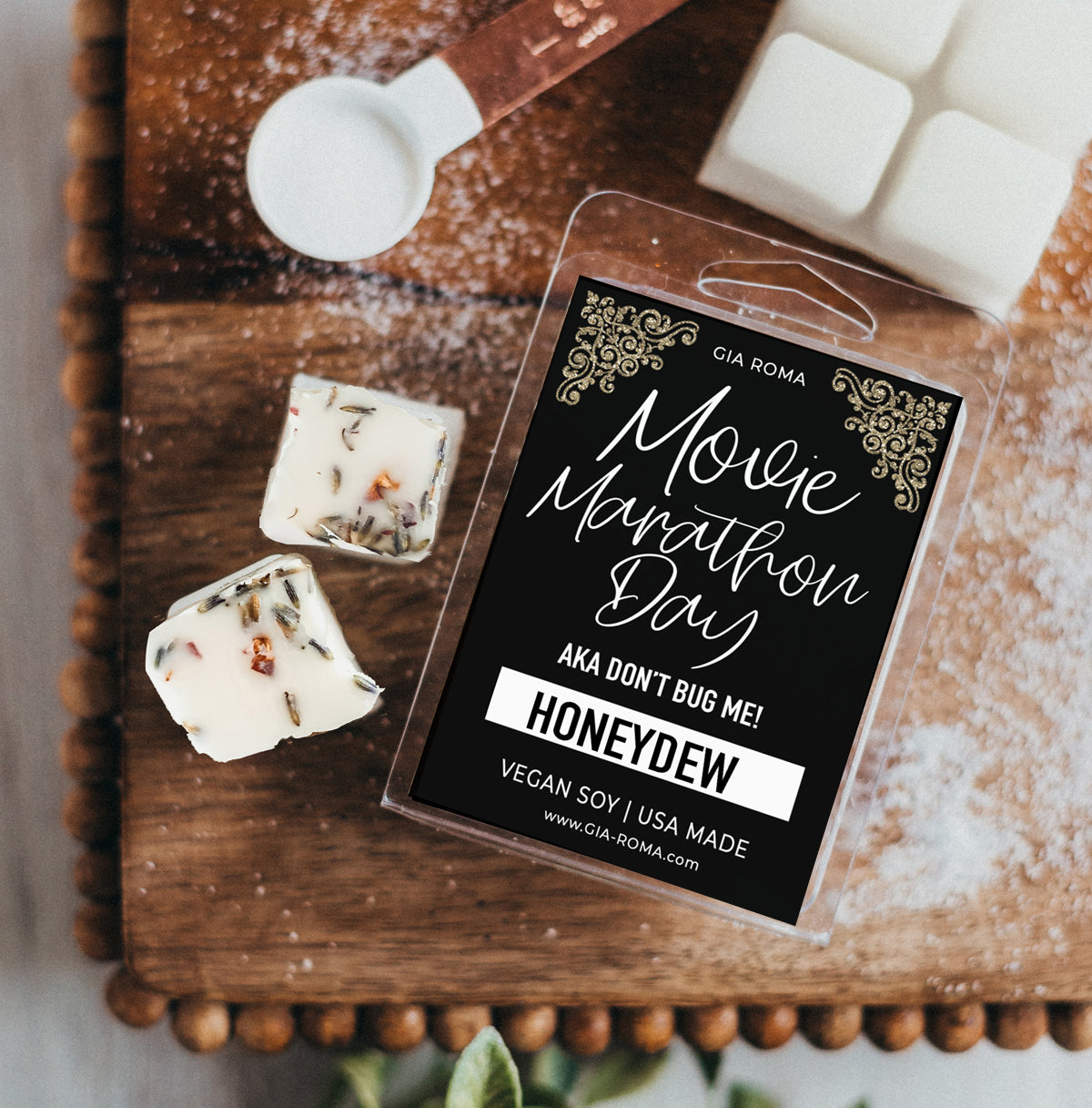 Soy Wax Melts Honeydew Scent Vegan Dye Free Hand Poured With Earthy Botanicals For Movie Night