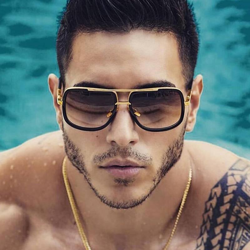 Lunettes de soleil de luxe modernes surdimensionnées pour hommes et femmes unisexe polarisées carrées rétro, protection UV400 et verres dégradés.