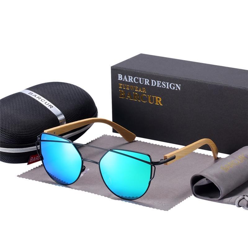 Lunettes de soleil pour femmes en bambou de haute qualité, surdimensionnées, polarisées, avec bambou naturel, élégantes et luxueuses, style œil de chat, style de luxe