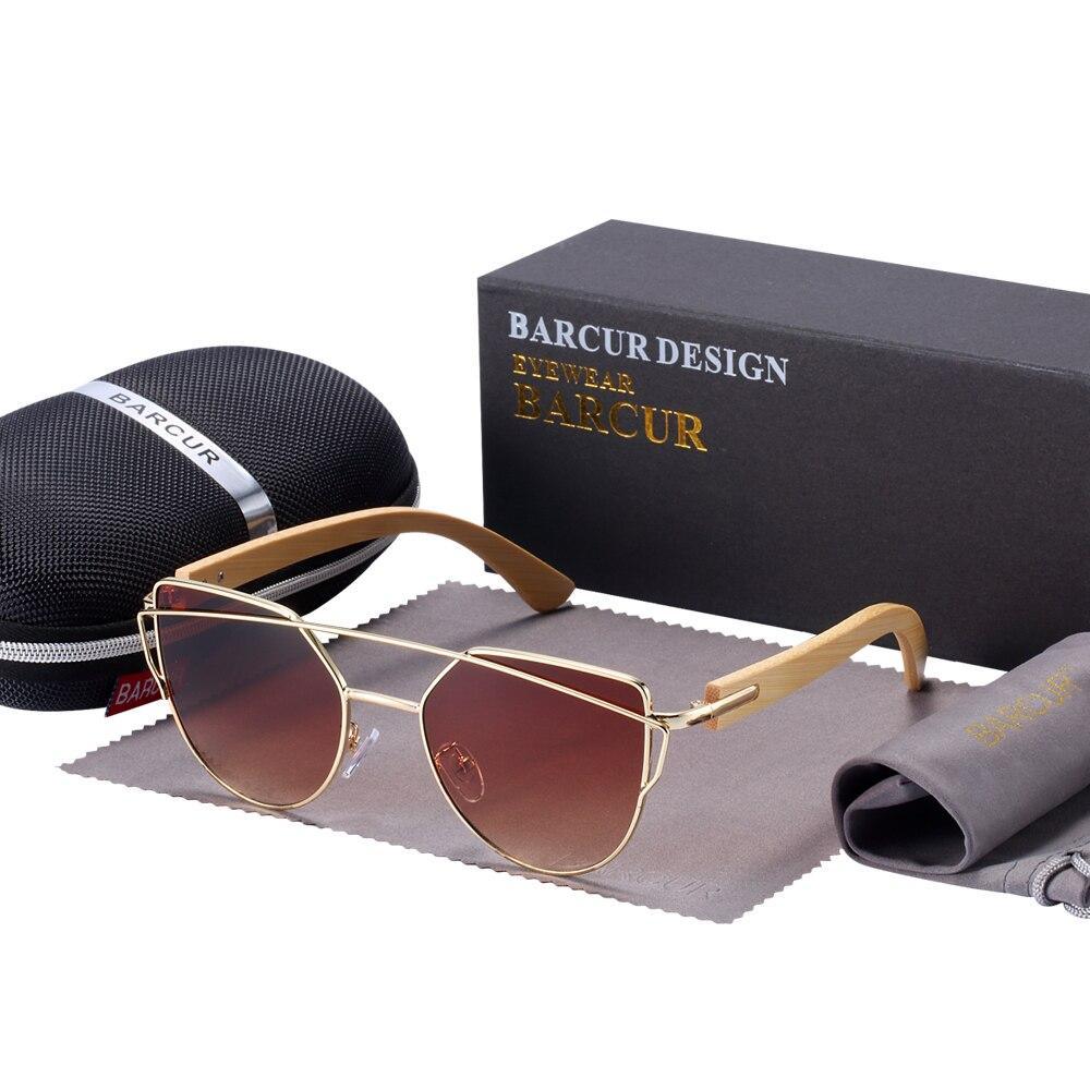 Lunettes de soleil pour femmes en bambou de haute qualité, surdimensionnées, polarisées, avec bambou naturel, élégantes et luxueuses, style œil de chat, style de luxe