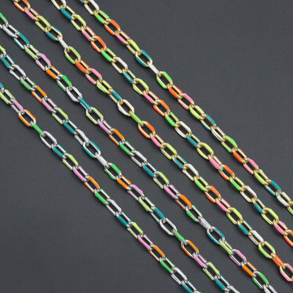 High Quality Colorful enamel Oval Link Chain by foot/Necklace,sku#HX07