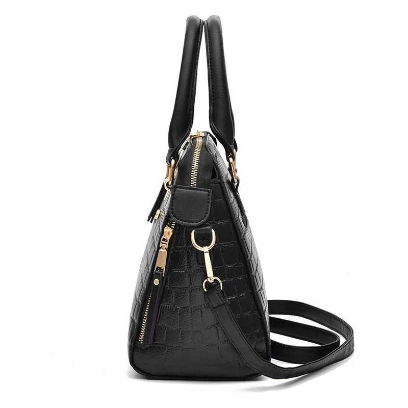 Sac à main de luxe motif crocodile pour femmes | Sac à bandoulière en cuir PU à pompons, nouvelle collection hiver (sac à main de marque, sac à main pour femme)