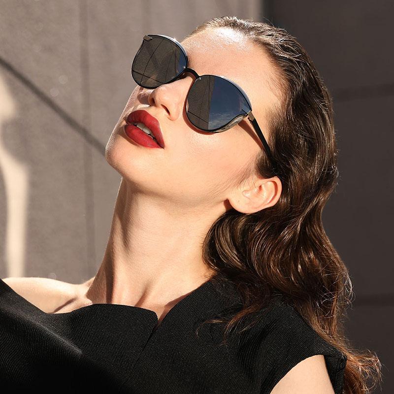 Lunettes de soleil de luxe pour femmes, nouvelle mode polarisée, monture ronde, sans cerclage, populaires, rétro, classiques, pour dames