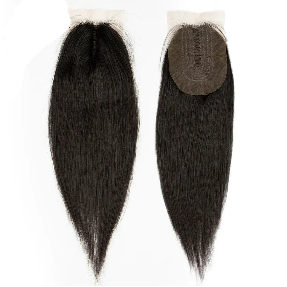 Lots de mèches brésiliennes lisses naturelles avec closure de 2x4 | Ensemble de 3 mèches et 1 closure