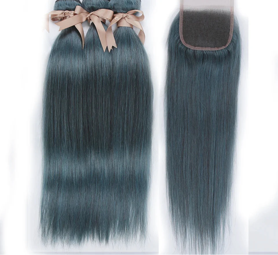 Tissages Brésiliens Lisses avec Closure | 3 Pièces de Cheveux Remy Naturels