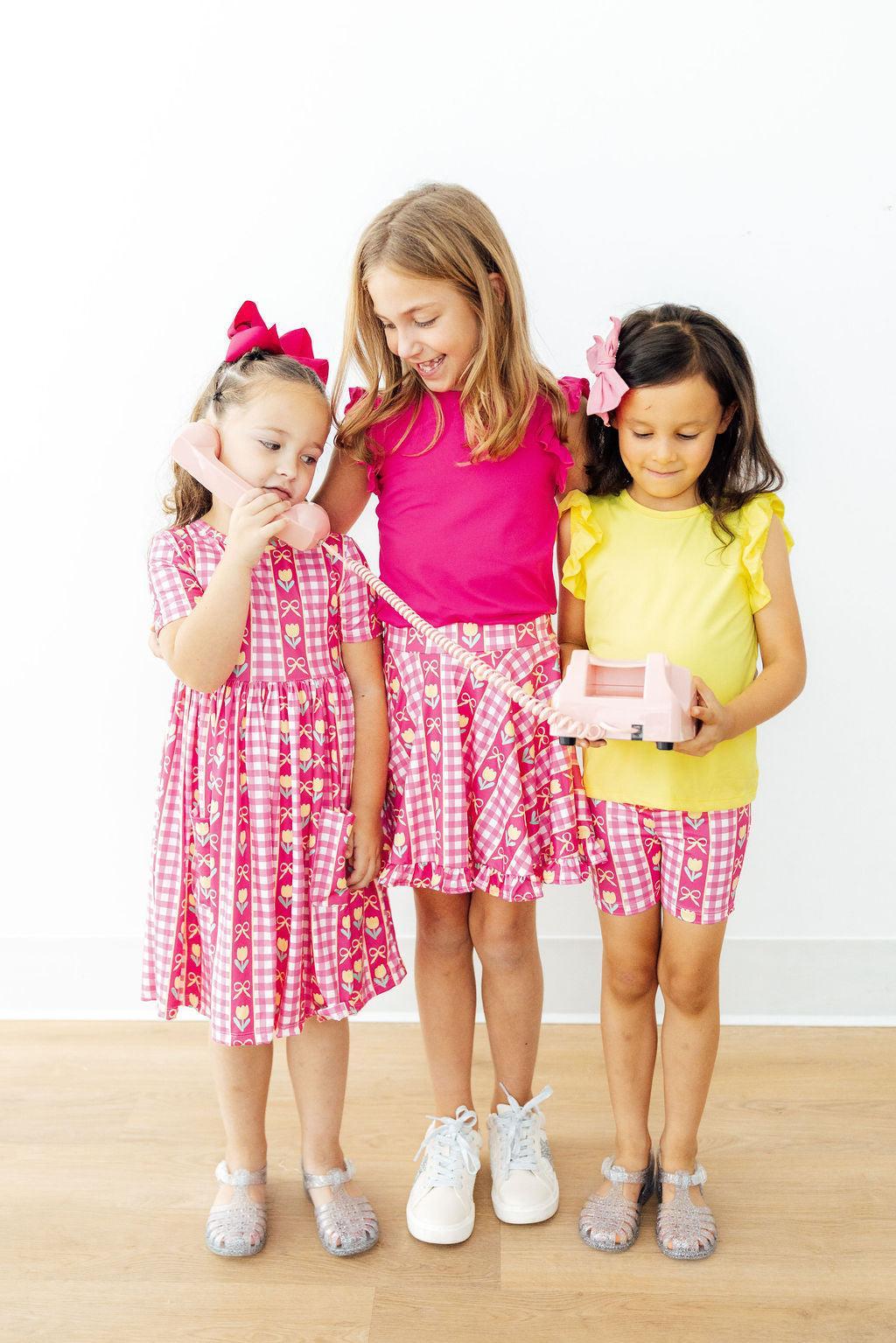 Robe tulipe à manches courtes et poches motif « Je t'aime beaucoup »