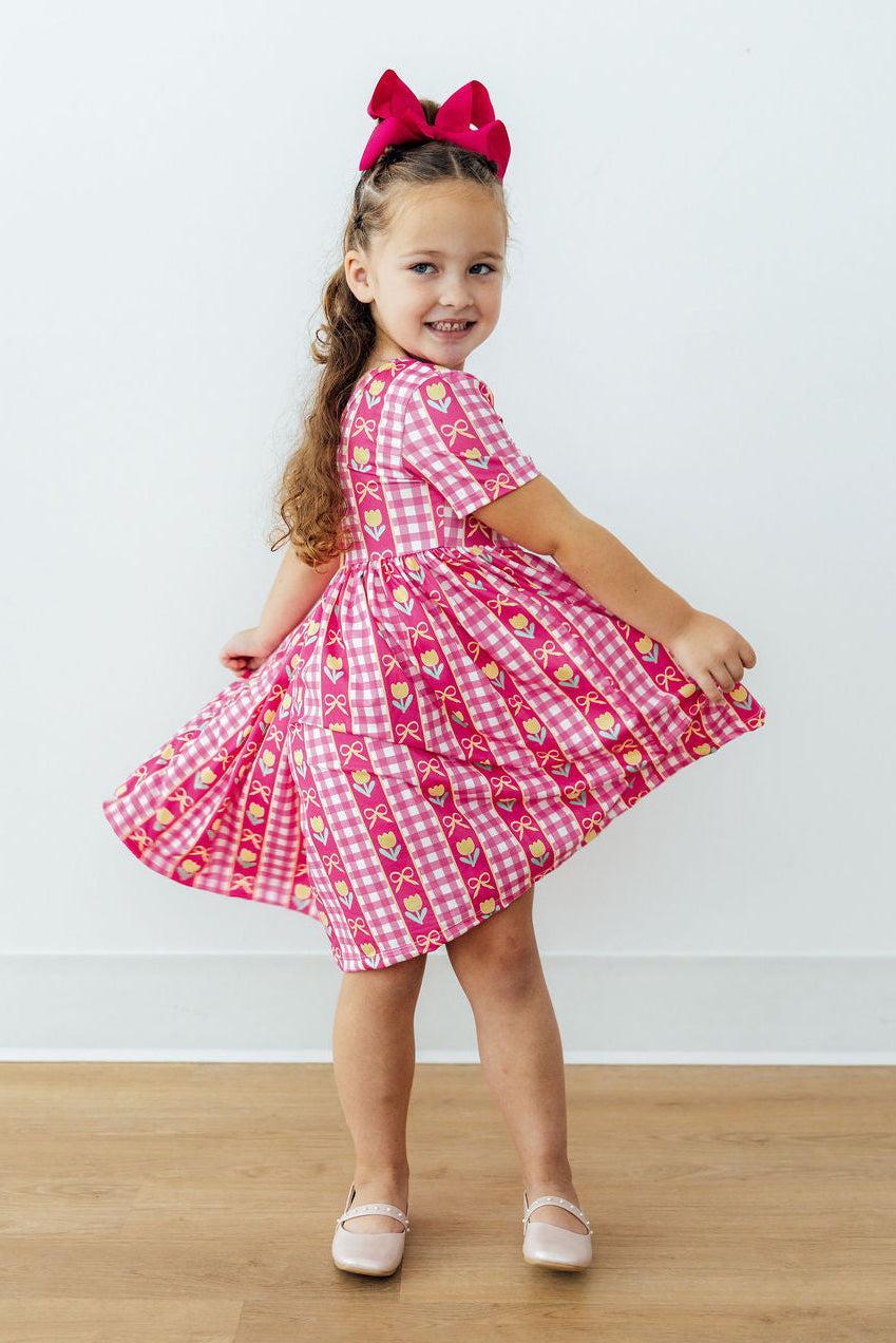 Robe tulipe à manches courtes et poches motif « Je t'aime beaucoup »