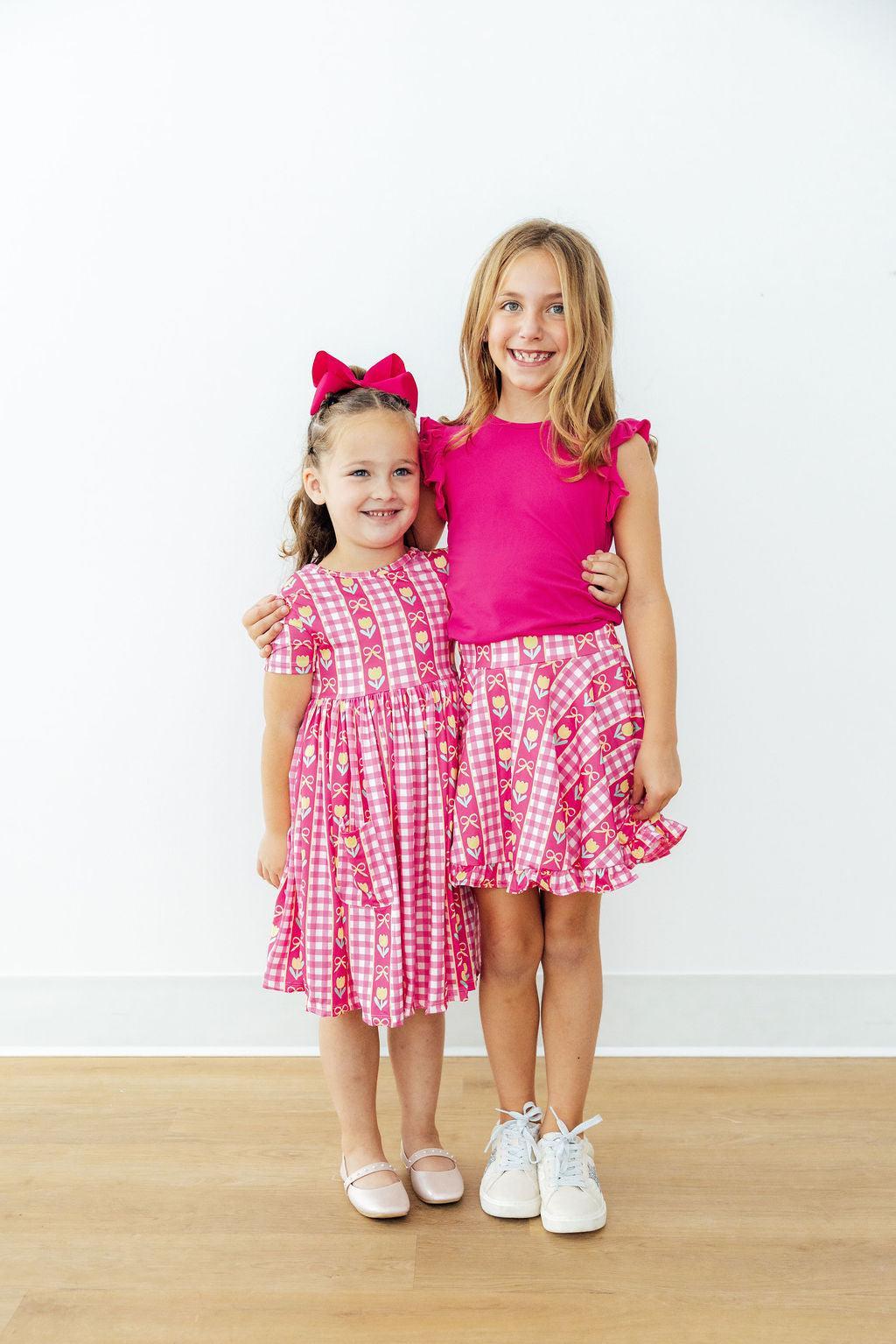 Robe tulipe à manches courtes et poches motif « Je t'aime beaucoup »