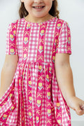 Robe tulipe à manches courtes et poches motif « Je t'aime beaucoup »