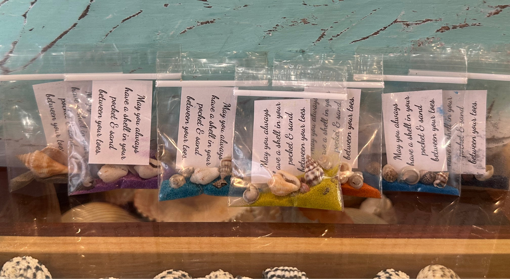 Shell in Your Pocket Sand & Seashell Bag – Coastal Party Favor Gift