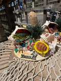 Seashell Beach Scene with Turtle & Crab