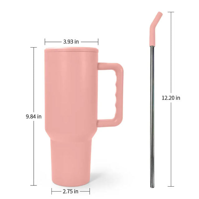40oz Leak/Spill Proof lid sublimation Blank Tumbler with handle and stainless straw