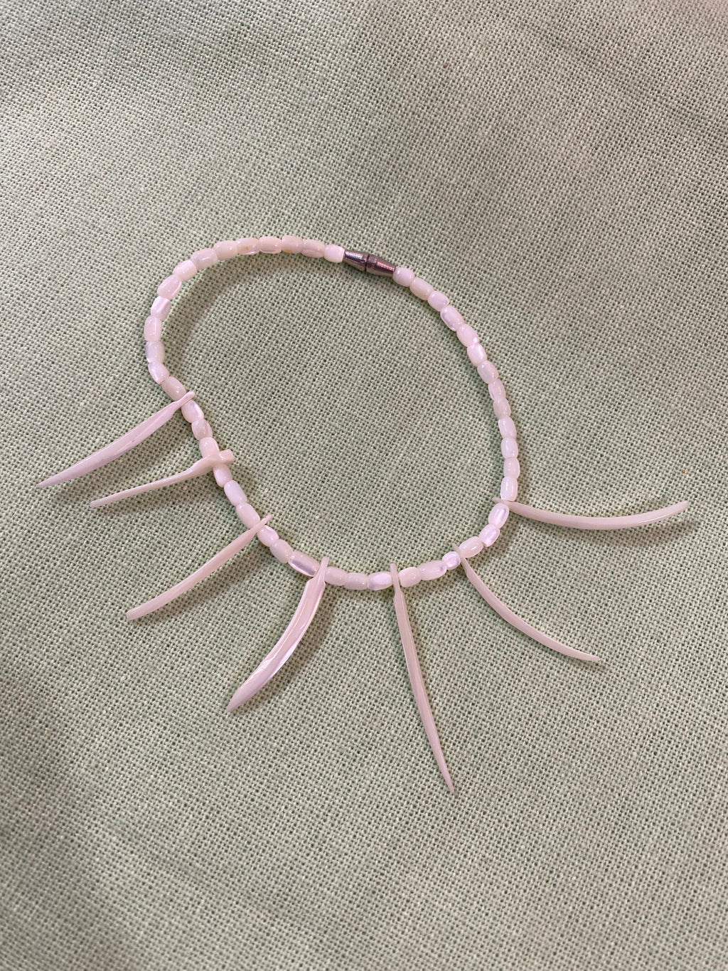 Vintage Light Pink Carved Shell Bracelet - Handmade Coastal Jewelry