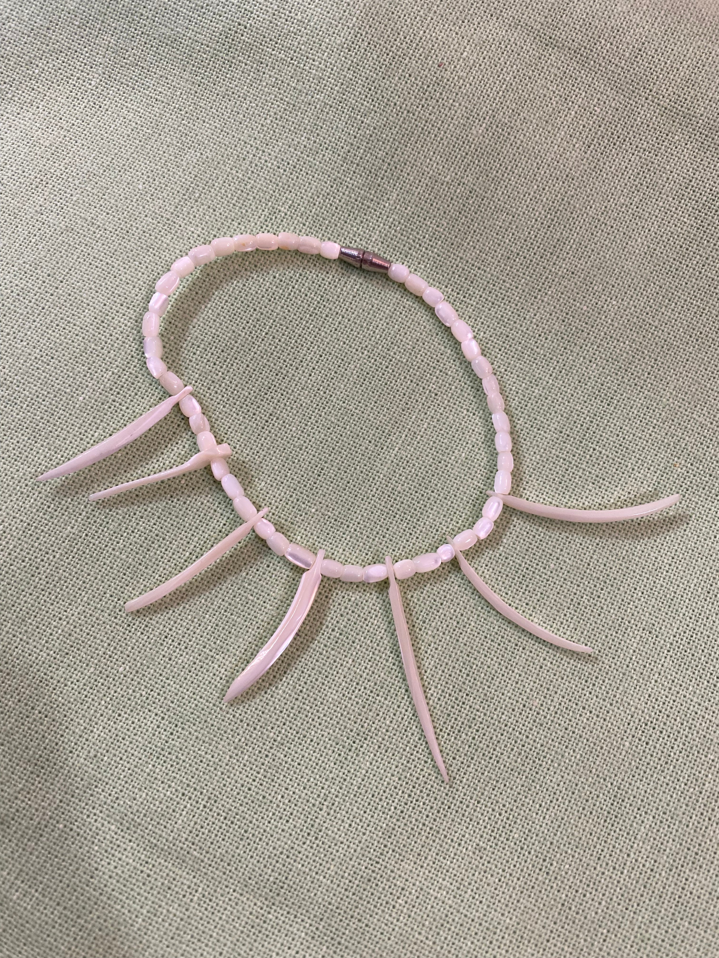 Vintage Light Pink Carved Shell Bracelet - Handmade Coastal Jewelry