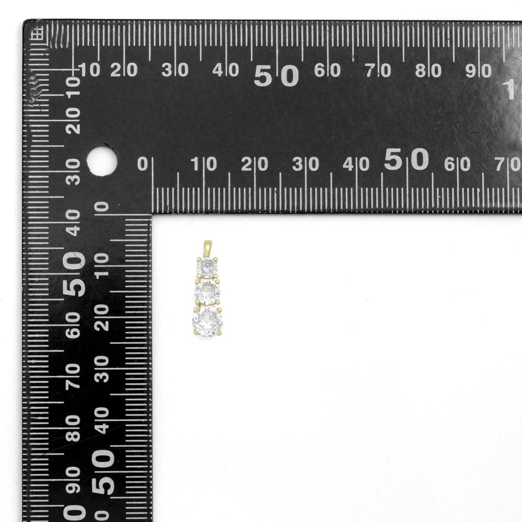 Triple CZ Bar Pendant charm for Necklace Bracelet Jewelry Making Supply, Sku#LX927