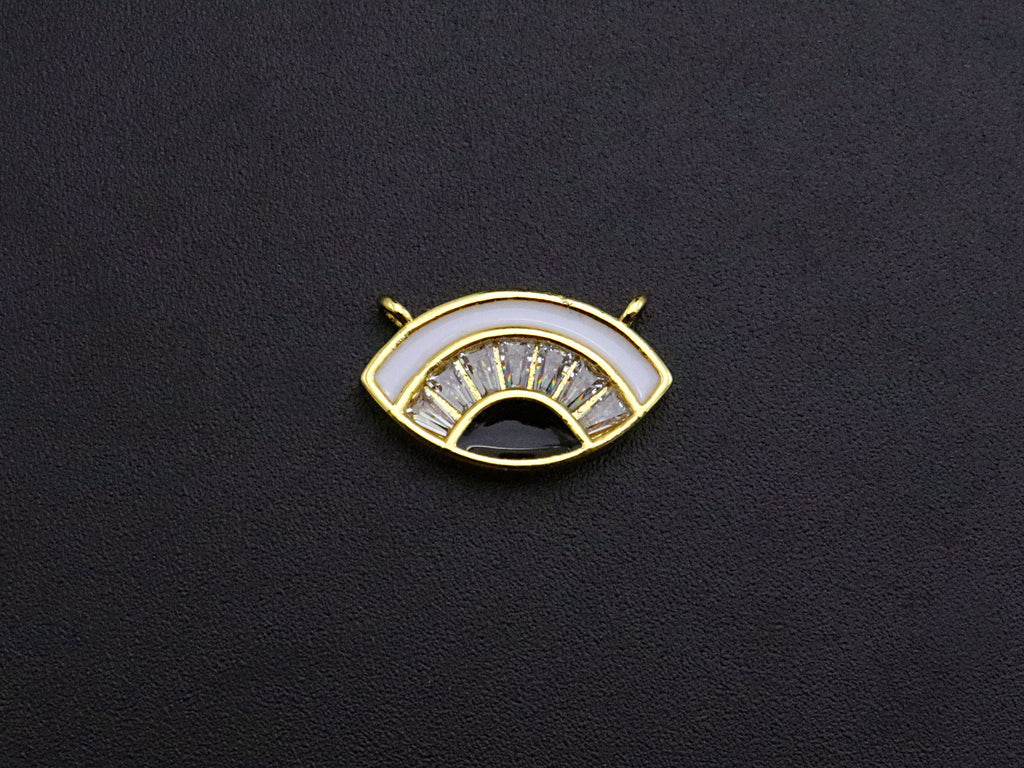Enamel Evil Eye Connector Pendant, CZ Micro Pave Oil Drop pendant,Enamel pendant,Enamel Jewelry, 17x10mm, sku#F1051
