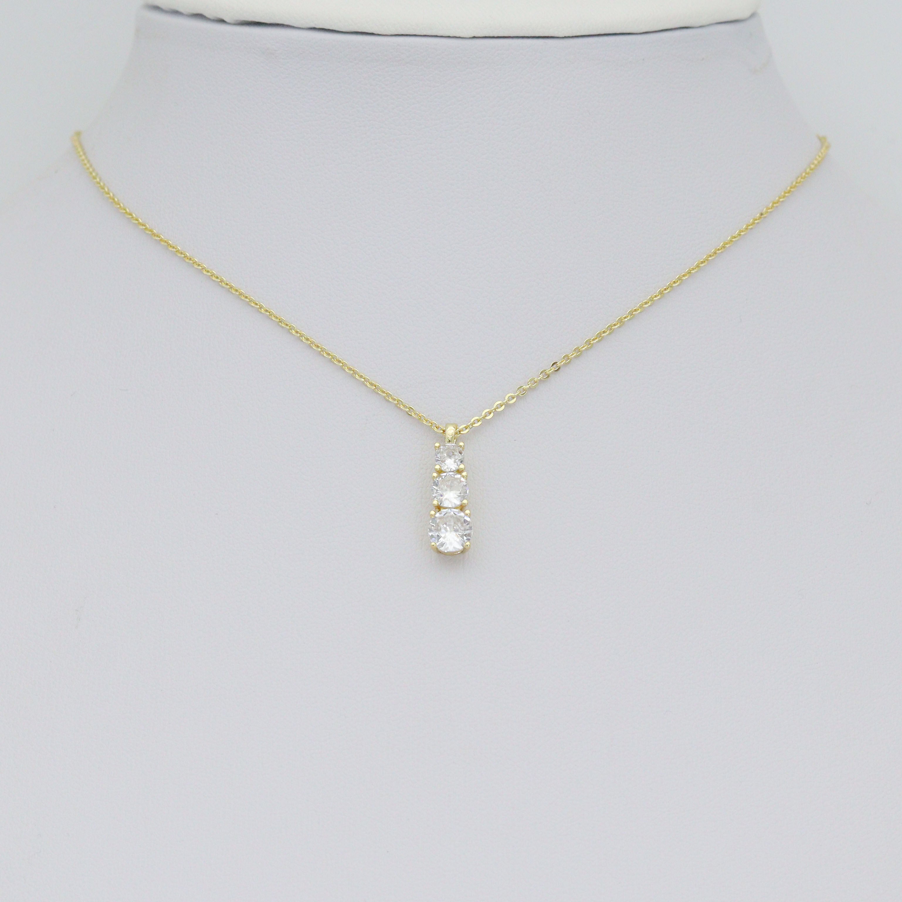 Triple CZ Bar Pendant charm for Necklace Bracelet Jewelry Making Supply, Sku#LX927