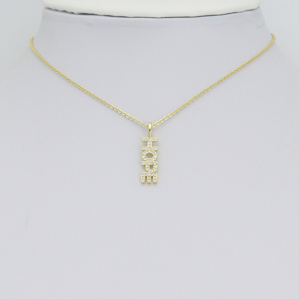 Clear CZ Gold Hope Word Pendant charm for Necklace Bracelet Jewelry Making Supply, Sku#LX928