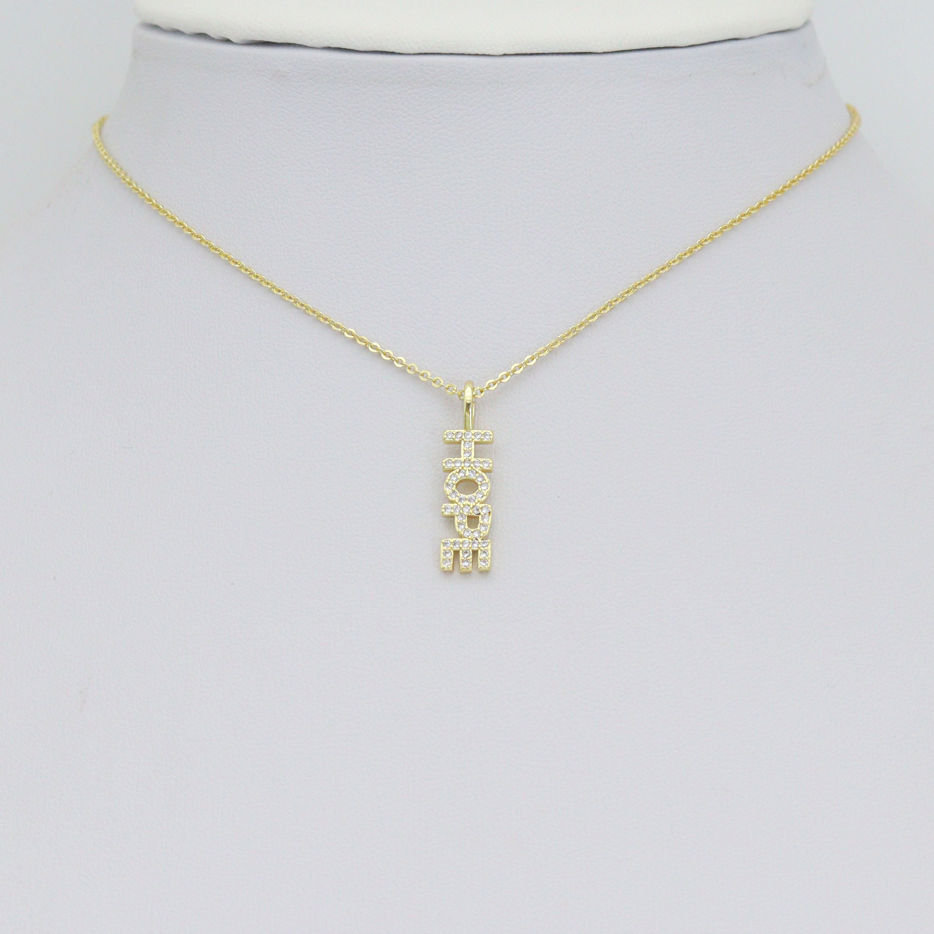 Clear CZ Gold Hope Word Pendant charm for Necklace Bracelet Jewelry Making Supply, Sku#LX928