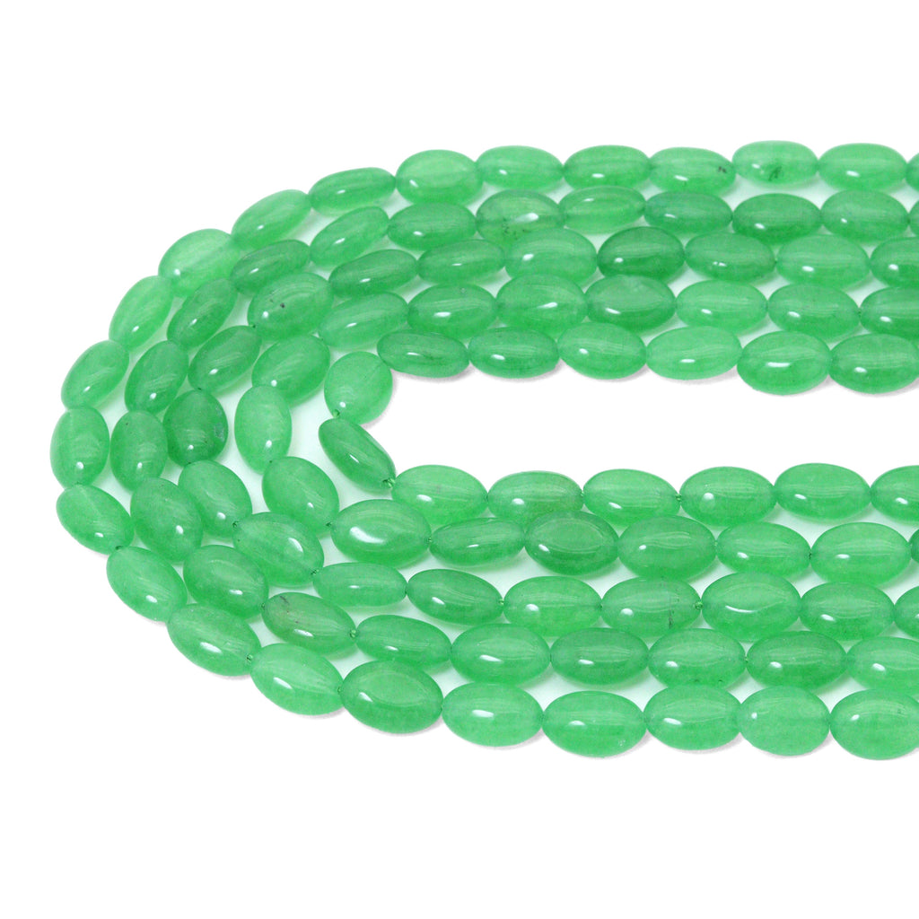 6x9mm/8x10mm Apple Green Smooth Oval Jade Beads, Sku#U2343