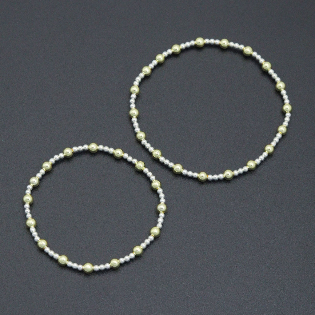2.5mm with 4mm Round Smooth Hematite Stretchy Bracelet, Sku#EF729
