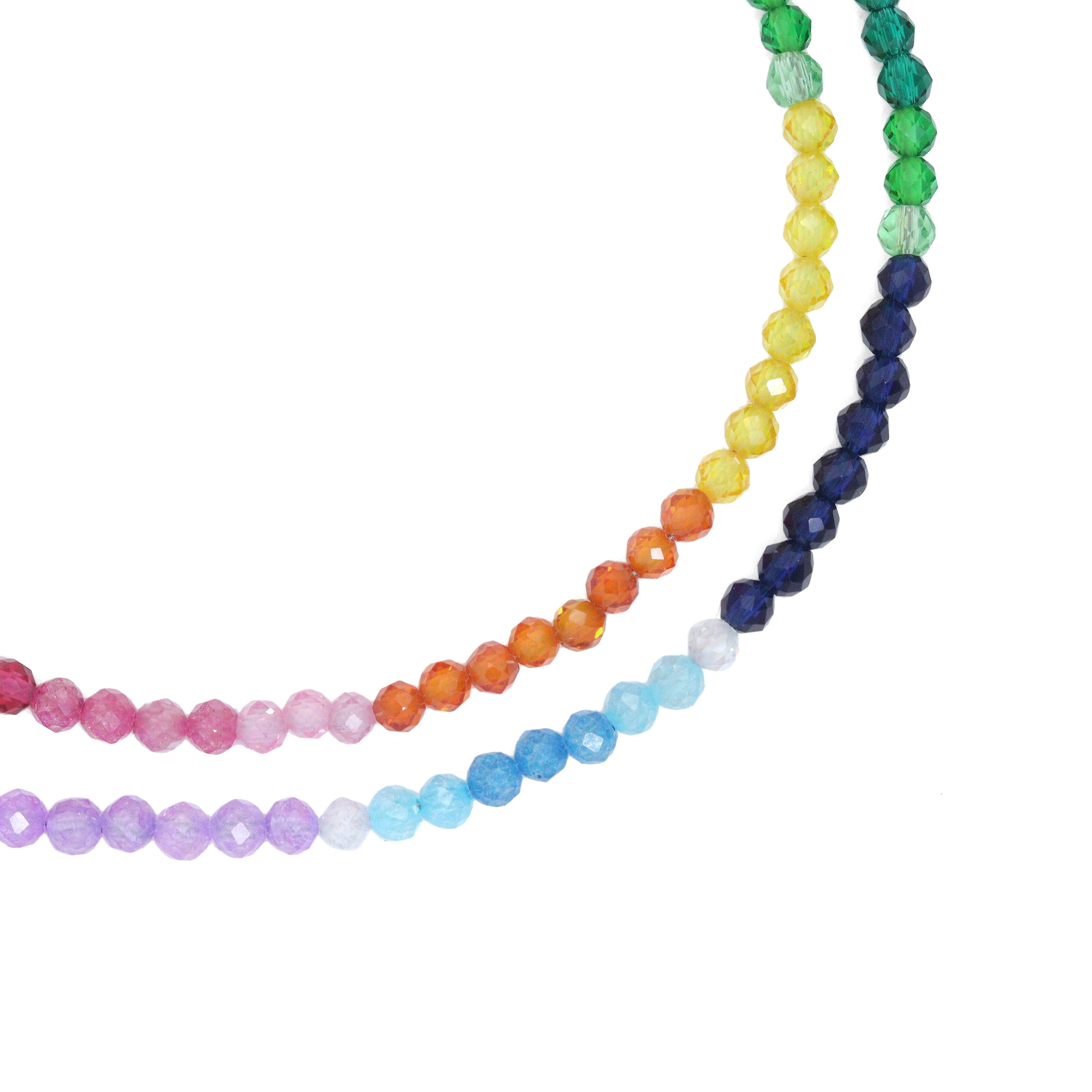 Rainbow Mixed Gemstone beads Initial Necklace, sku#EF815