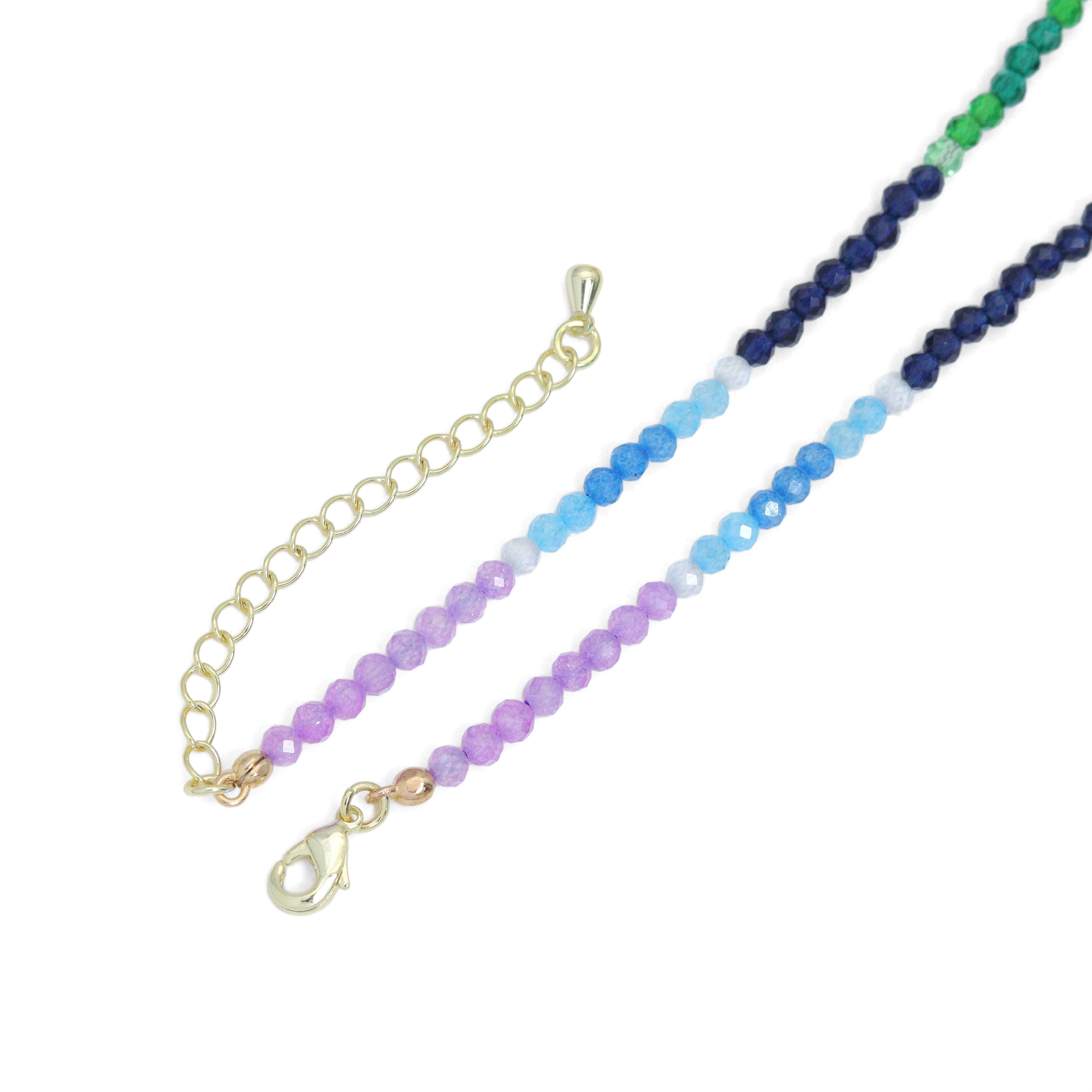 Rainbow Mixed Gemstone beads Initial Necklace, sku#EF815