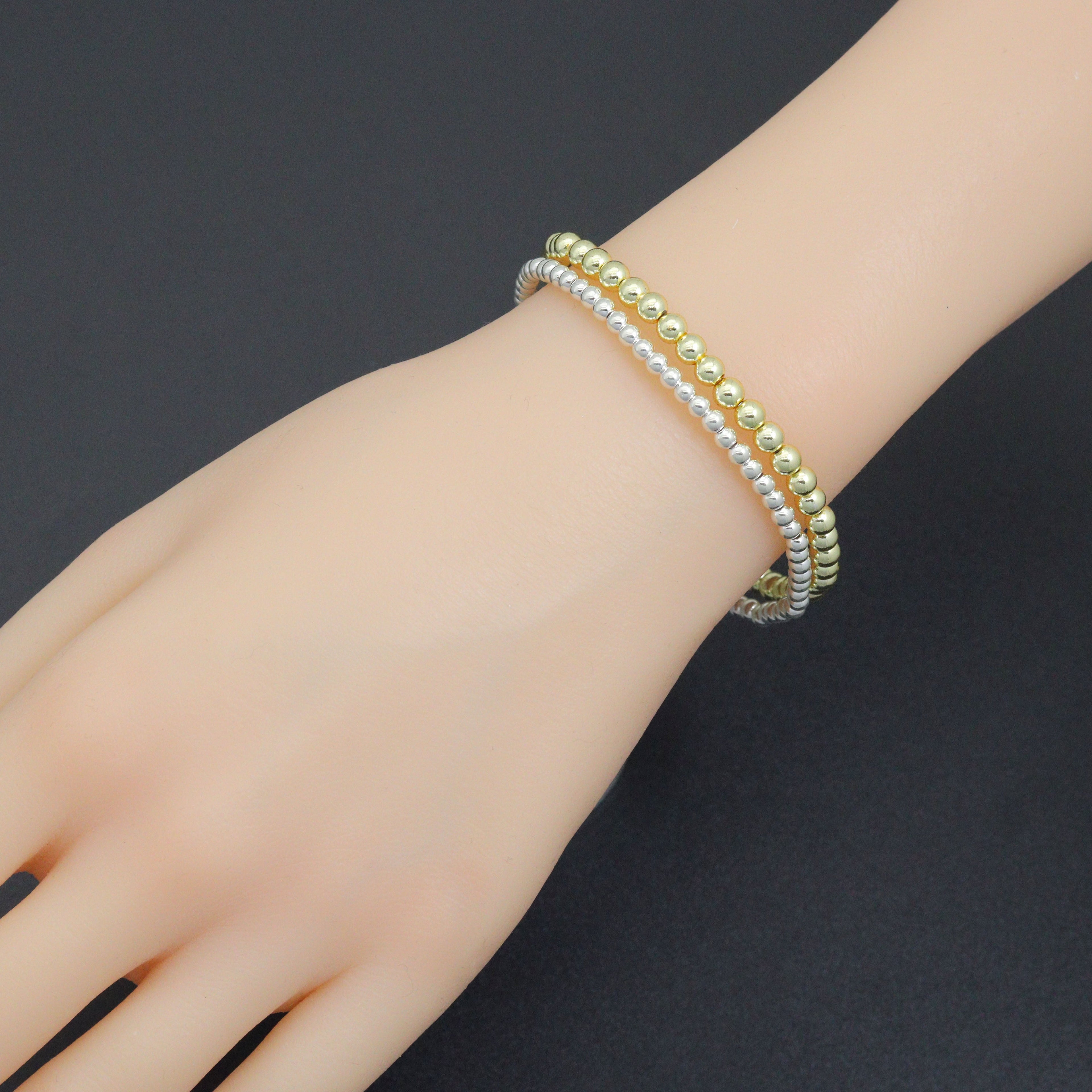 Round Smooth Hematite Stretchy Bracelet, Sku#EF732/EF94