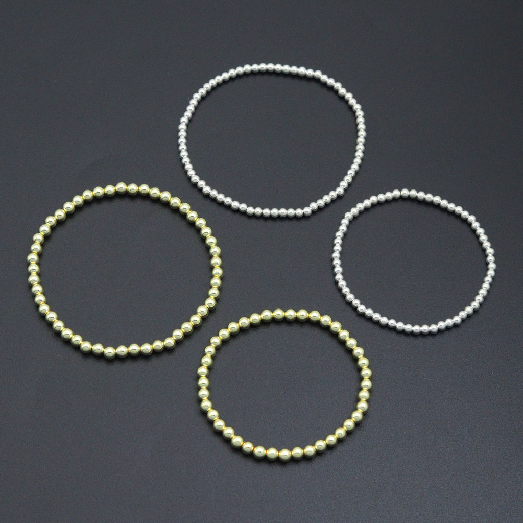 Round Smooth Hematite Stretchy Bracelet, Sku#EF732/EF94
