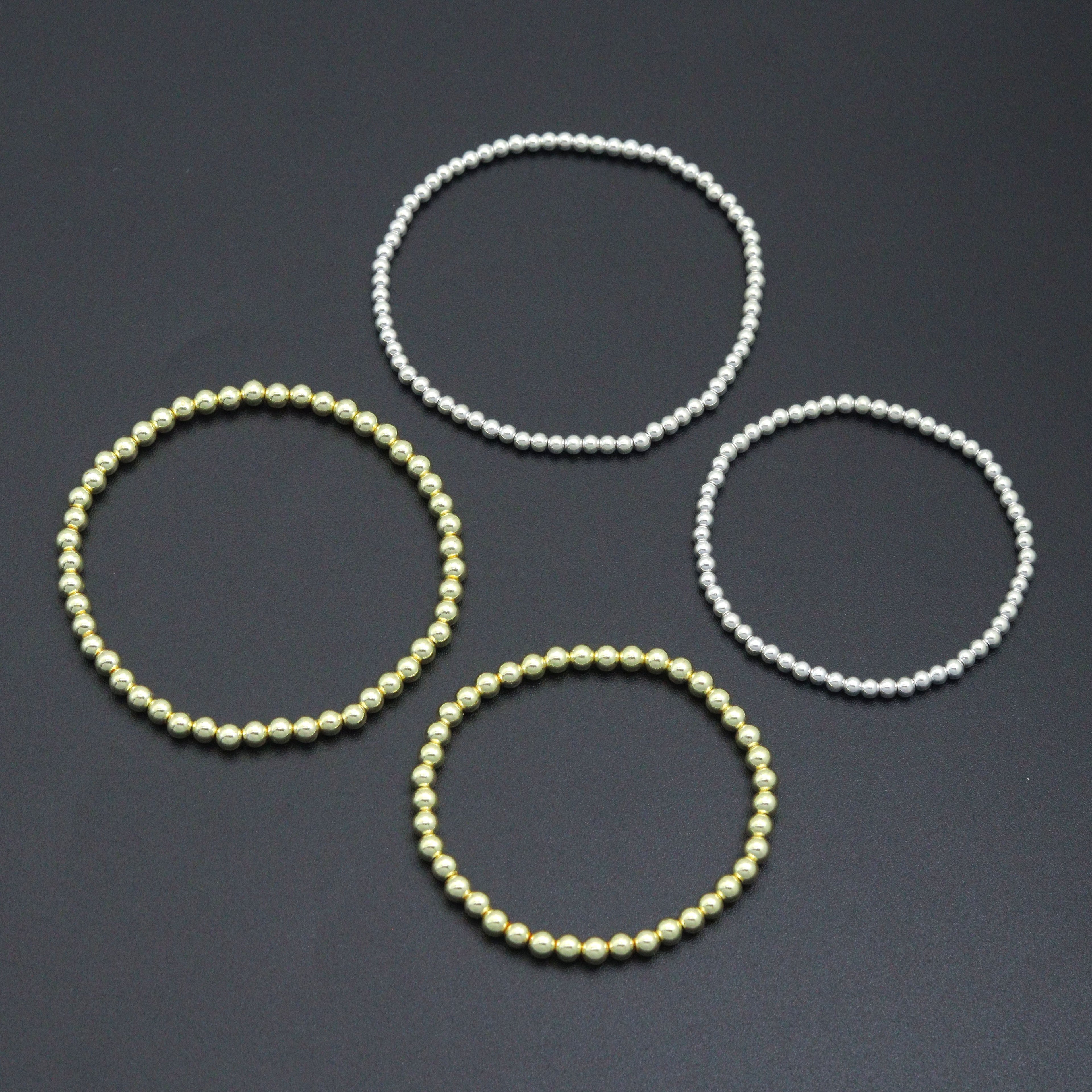 Round Smooth Hematite Stretchy Bracelet, Sku#EF732/EF94
