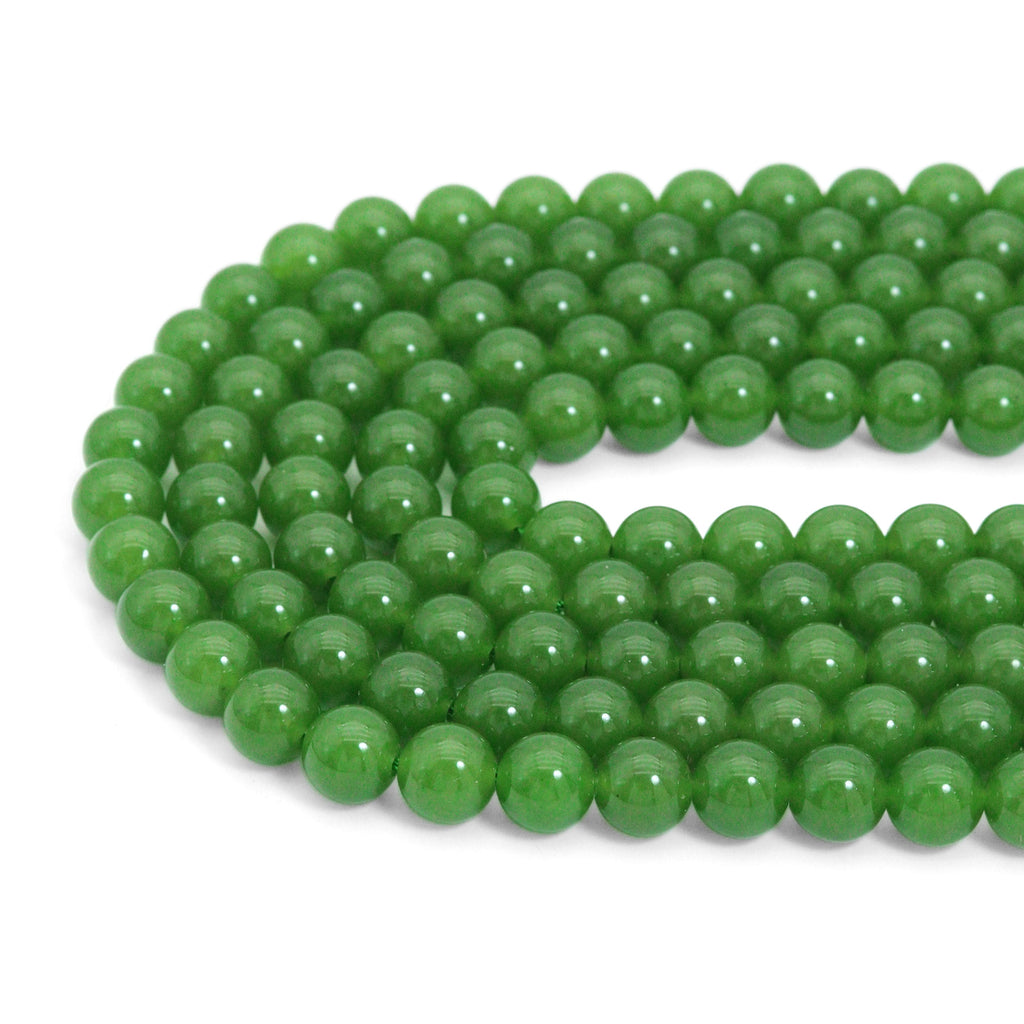 Green Jade Round Smooth Beads, Sku#U1199