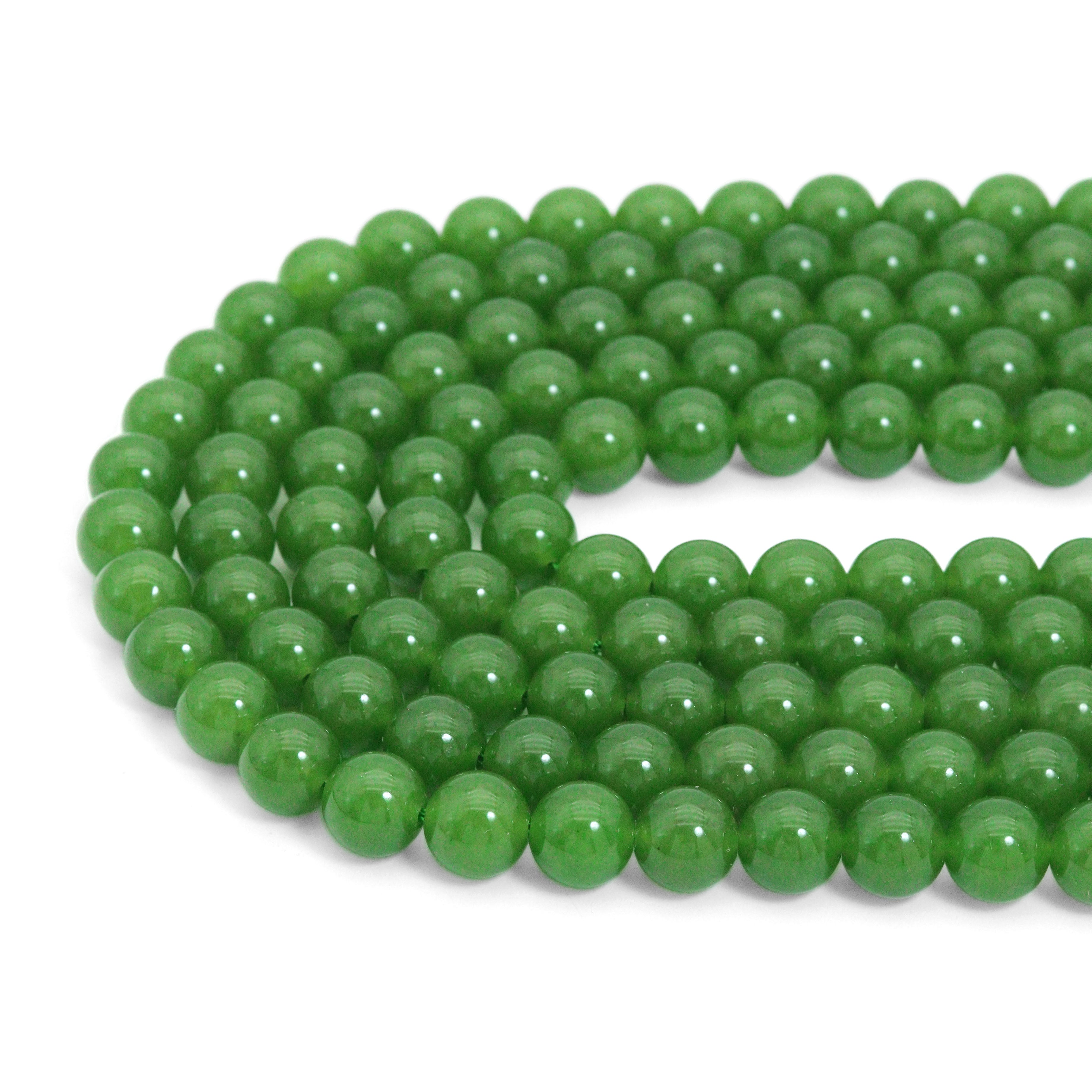 Green Jade Round Smooth Beads, Sku#U1199