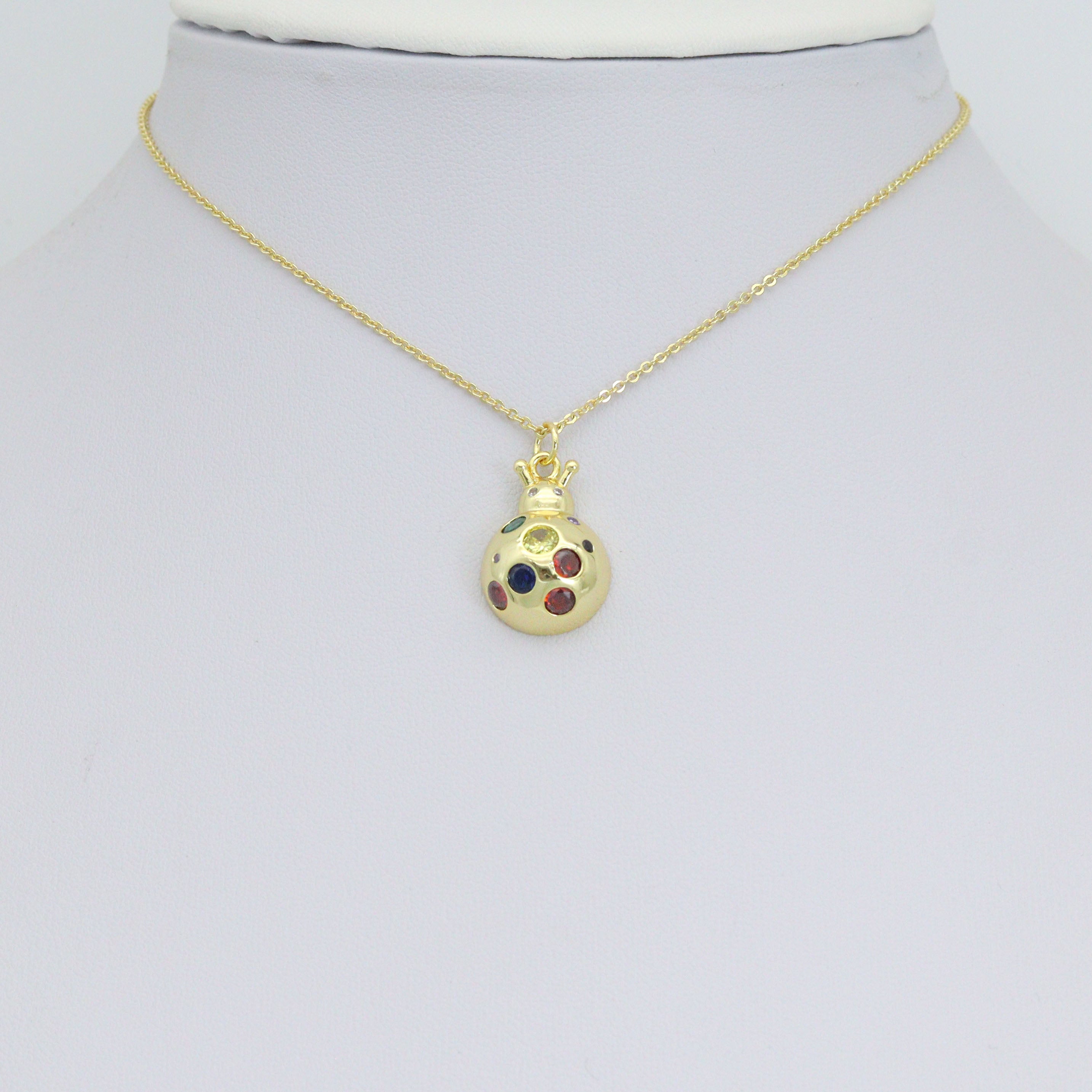 Colorful CZ Ladybird Laybug Pendant charm, Sku#JL209