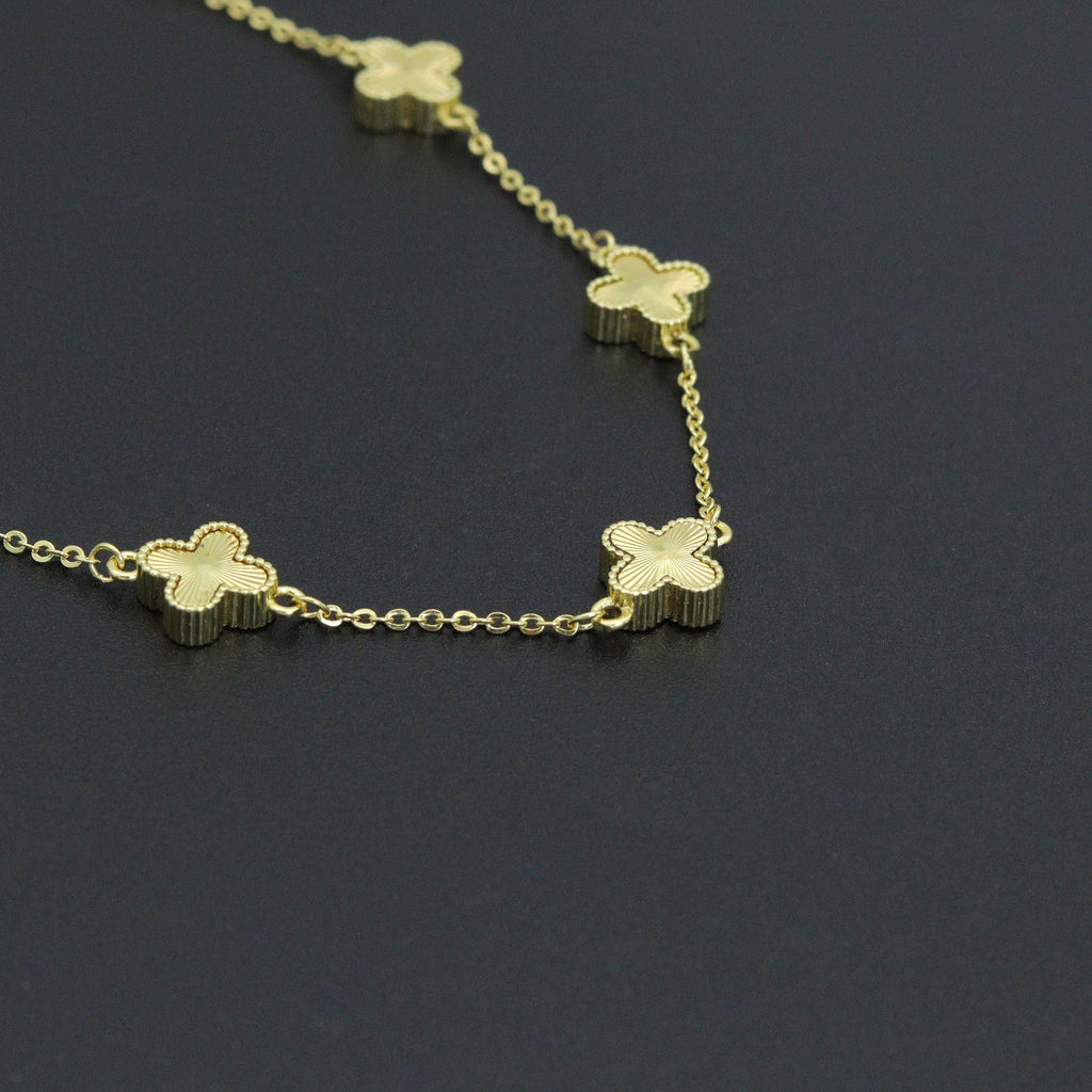 Double sides Gold Flower Chain Bracelet,  Sku#FH249