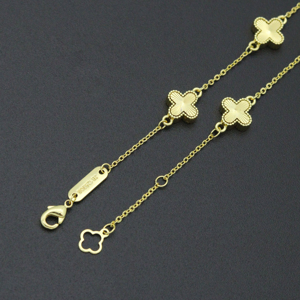 Double sides Gold Flower Chain Bracelet,  Sku#FH249