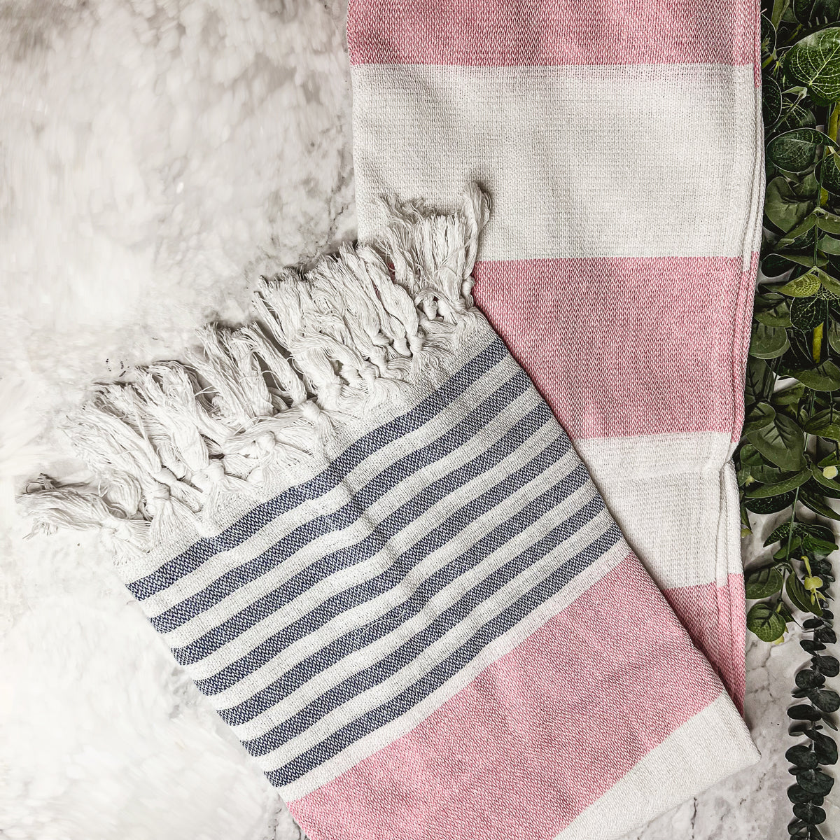 Mediterranean Cotton Bath Towel 180GSM Lightweight Gray Blue Summer