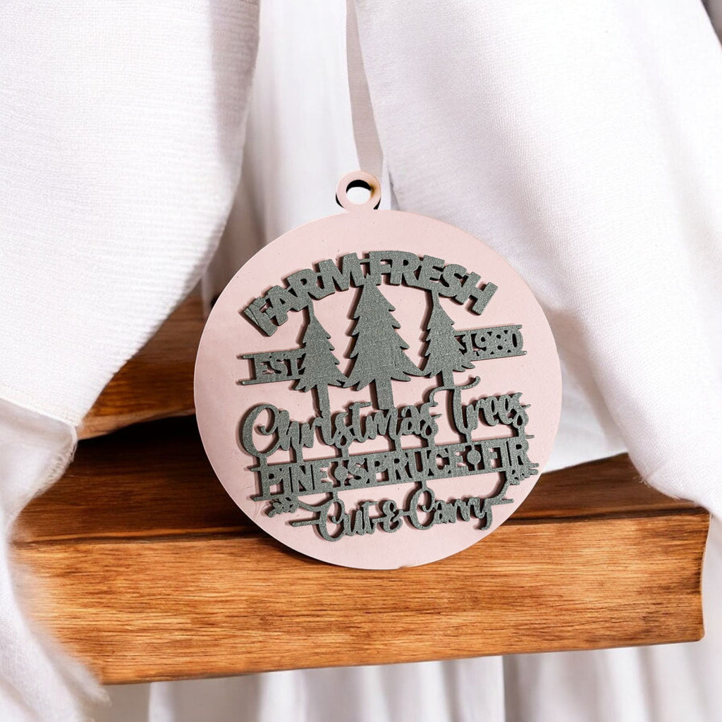 Handcrafted 3D Wooden Christmas Ornaments Farm Fresh Imperfect Set Tree Hanging Holiday Decor