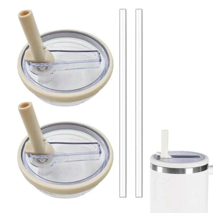 40oz Tumbler Leak Proof Flip Top Screw on Lid Replacement Compatible with Stanley (Includes Straw)