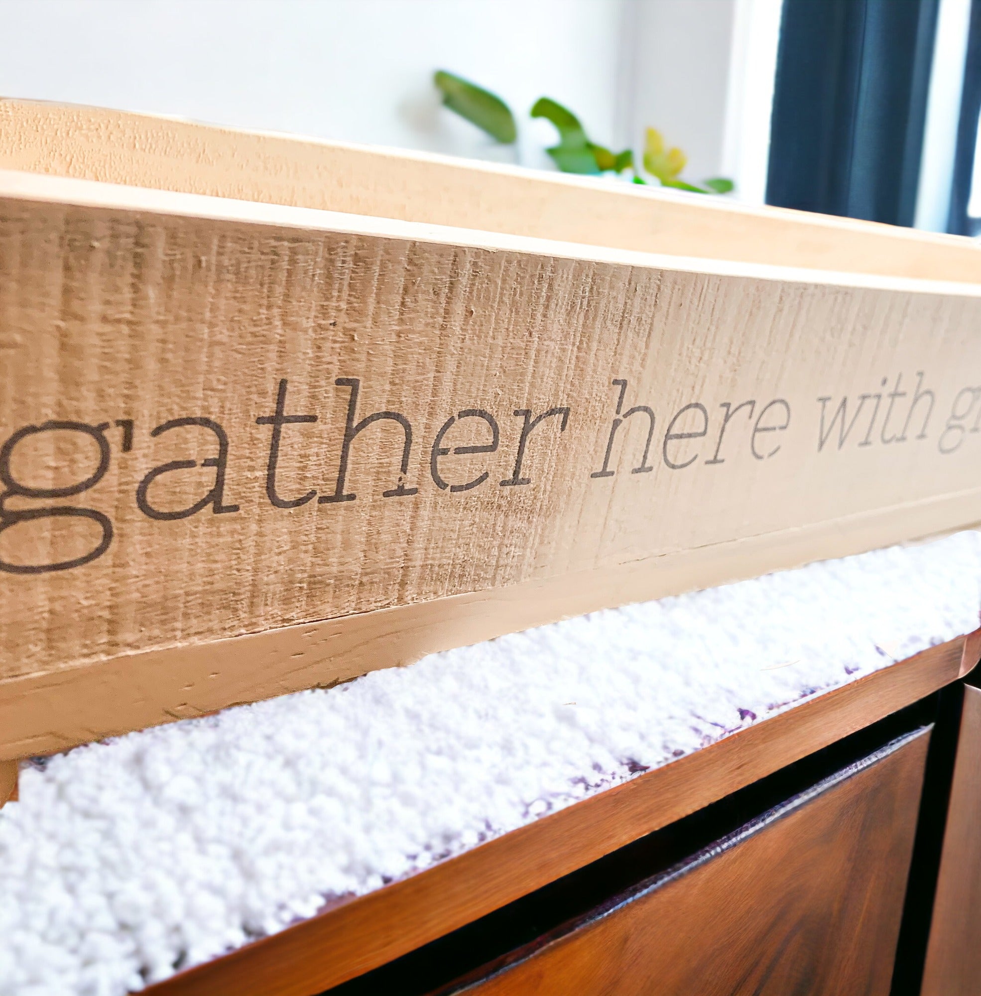 Gather Wooden Tray Long Box Centerpiece 20x12 Rustic Handmade Planter Decorative Storage