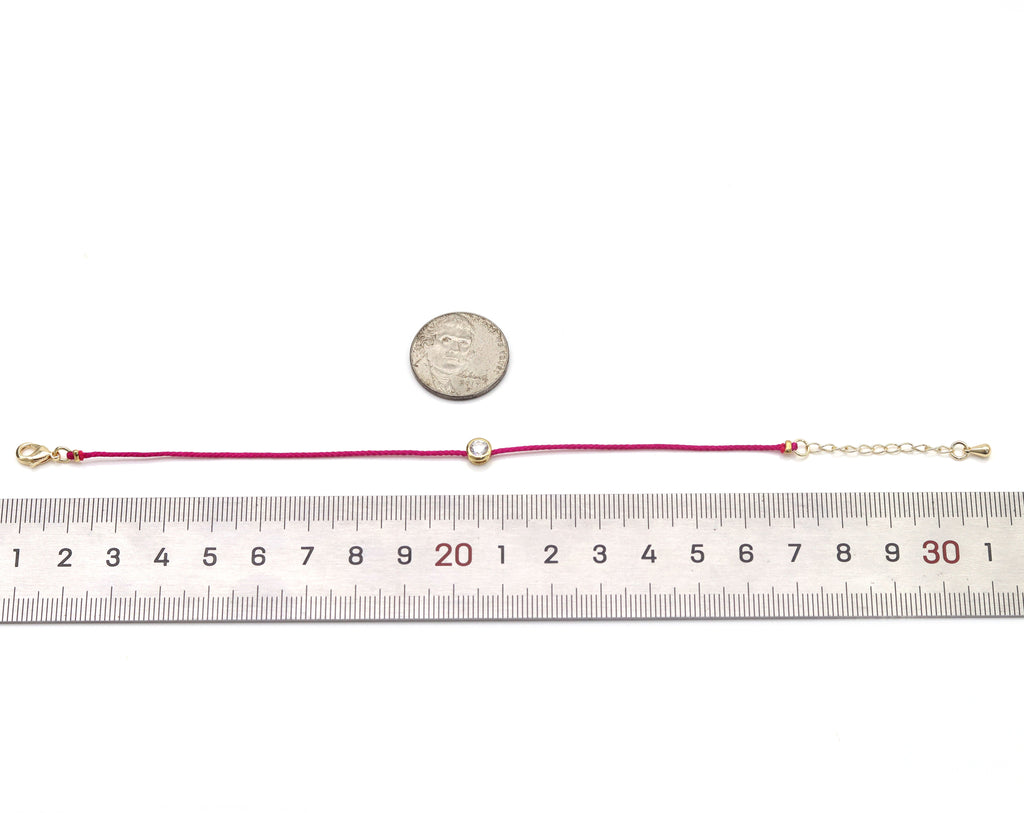 24 Colors!! Diamond Cord Bracelet, Bezel Bracelet, Round Bezel Bracelet,Friendship Bracelet, CZ string bracelet, Dainty Bracelet, sku#EF84