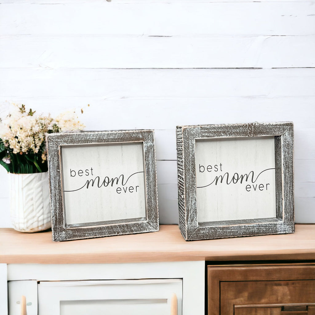 Best Mom Ever 5 Inch Wooden Wall Sign With Sentimental Quote Rustic Home Decor Gift