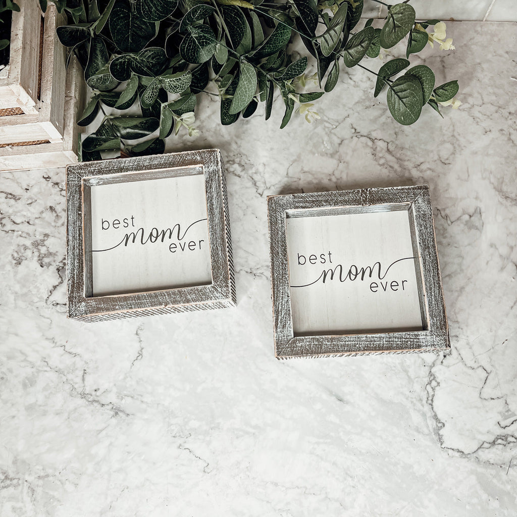 Best Mom Ever 5 Inch Wooden Wall Sign With Sentimental Quote Rustic Home Decor Gift