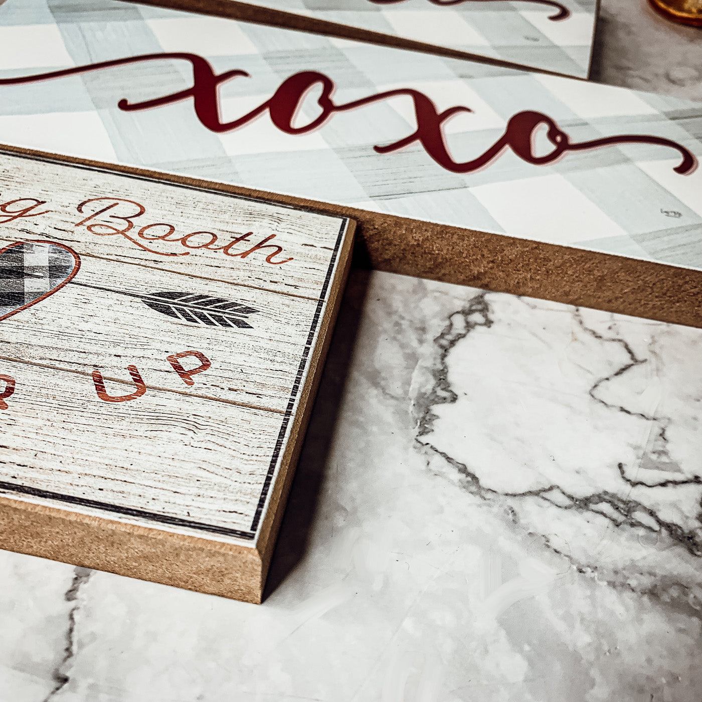 Kissing Booth Handmade Thick Wood Sign 6x4x1 Inch Valentine Tiered Tray Mantel Shelf Decor