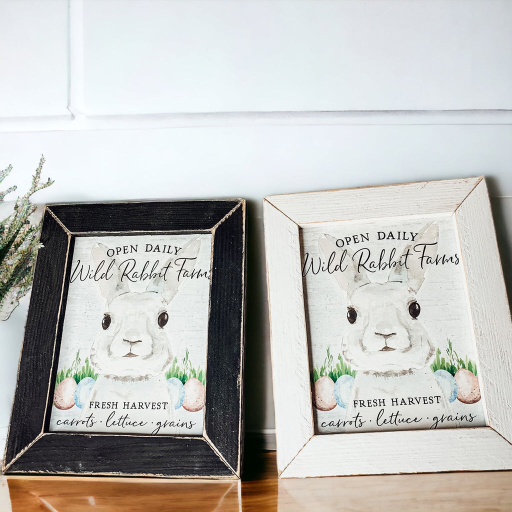 Wild Rabbit Farms Easter Sign 8x10 Framed Rustic Farmhouse Spring Decor Open Daily Fresh Harvest