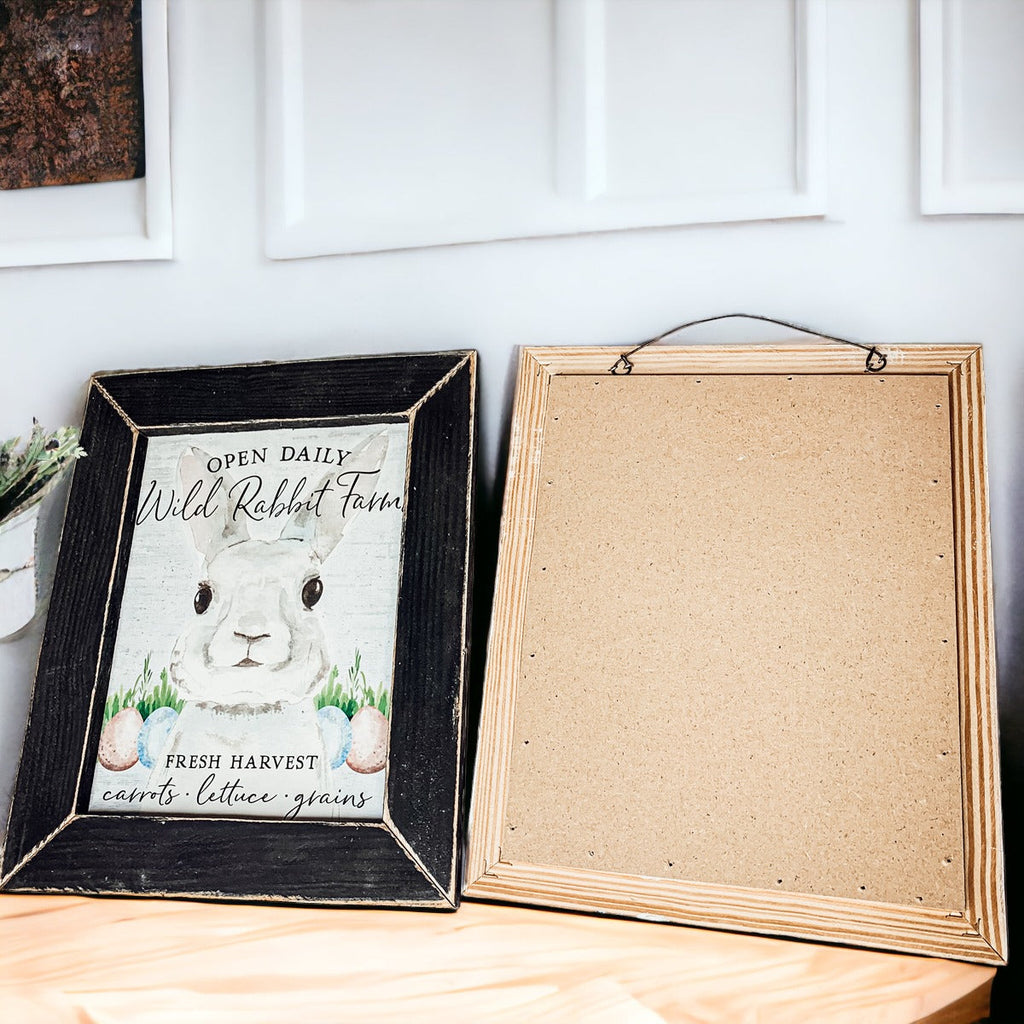 Wild Rabbit Farms Easter Sign 8x10 Framed Rustic Farmhouse Spring Decor Open Daily Fresh Harvest