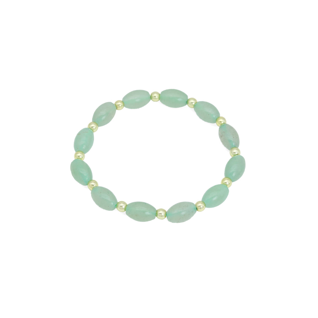 8x12mm Natural Barrel Adventure with Gold hematite Stretchy Bracelet, sku#EF617